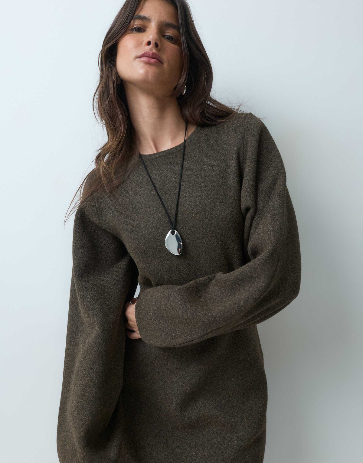 ASOS DESIGN nipped waist mini dress in chocolate