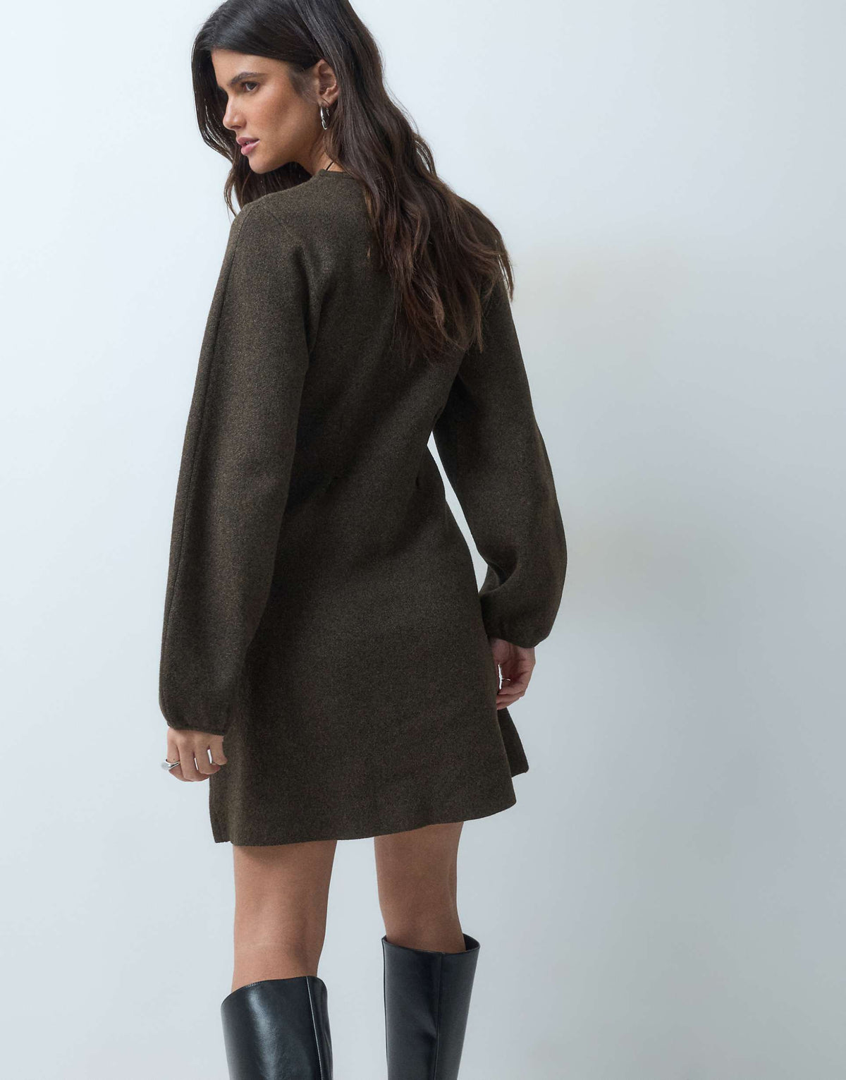 ASOS DESIGN nipped waist mini dress in chocolate