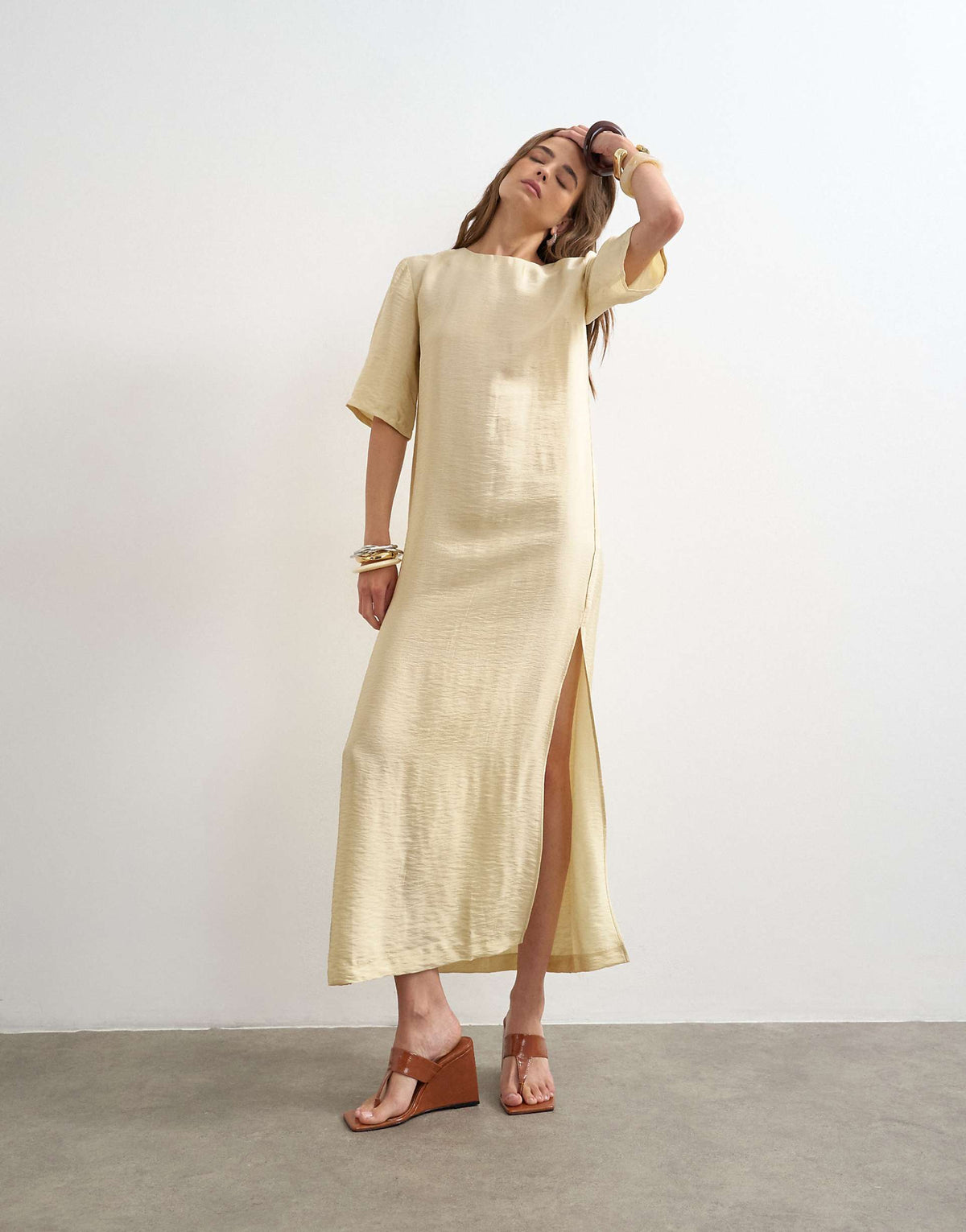 Topshop t-shirt maxi dress in washed lime
