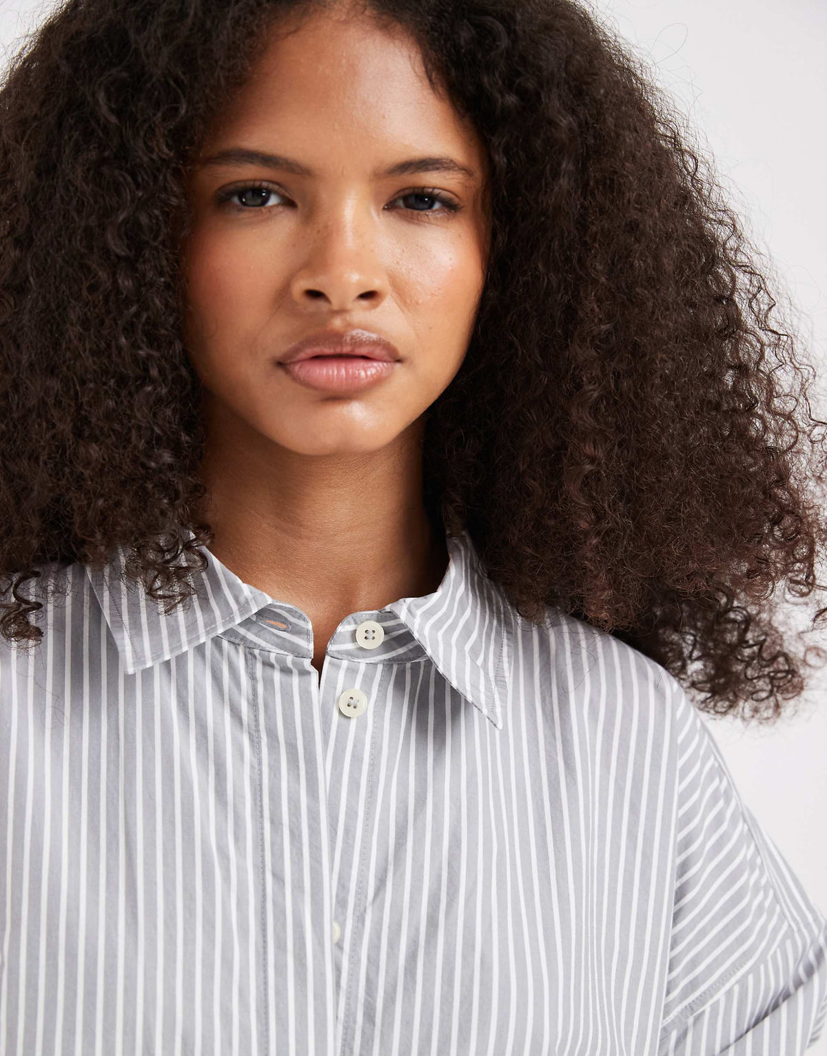 & Other Stories cotton shirt dress in gray stripe
