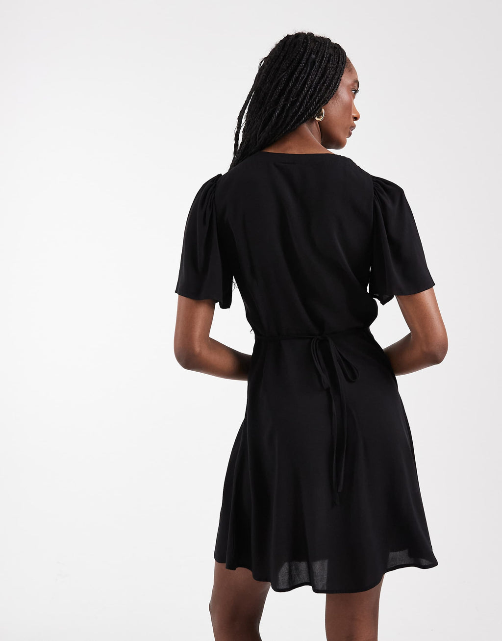 Vero Moda Tall button up mini skater dress in black