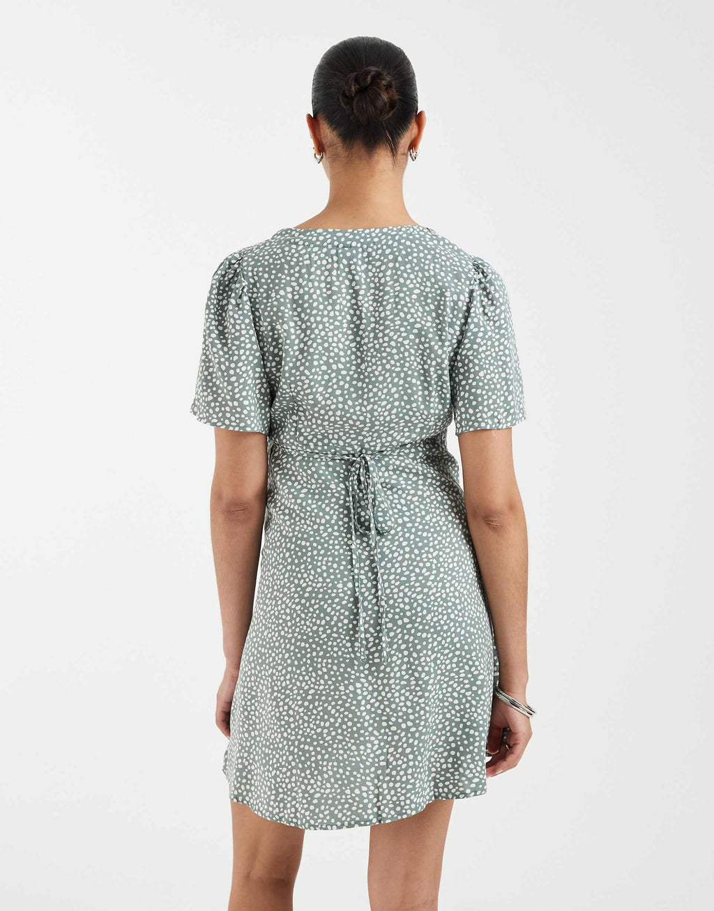 Vero Moda Maternity button front mini tea dress in green polka dot print