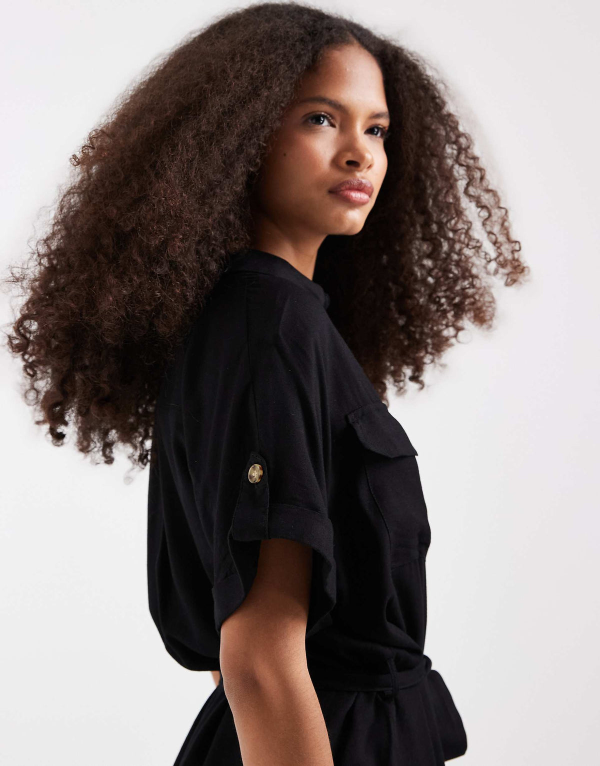 Vero Moda mini shirt dress with pockets in black