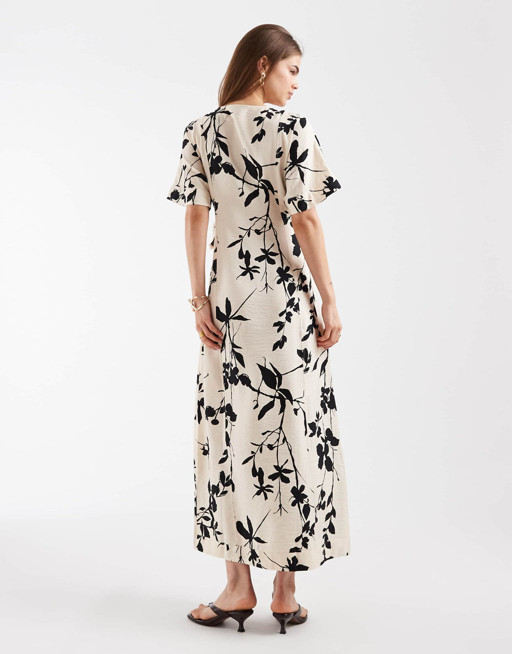 Object long midaxi wrap dress in contrast floral print