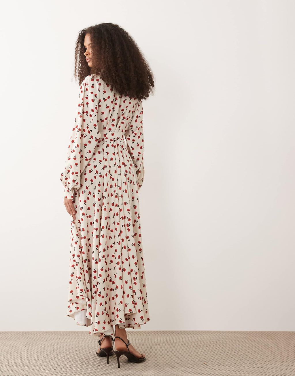 IYAL collar detail button up maxi dress in cream rose print