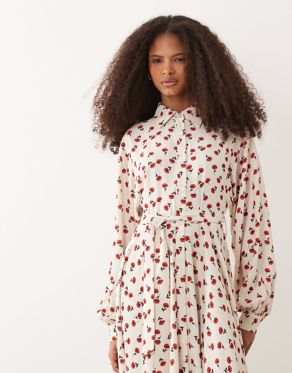 IYAL collar detail button up maxi dress in cream rose print