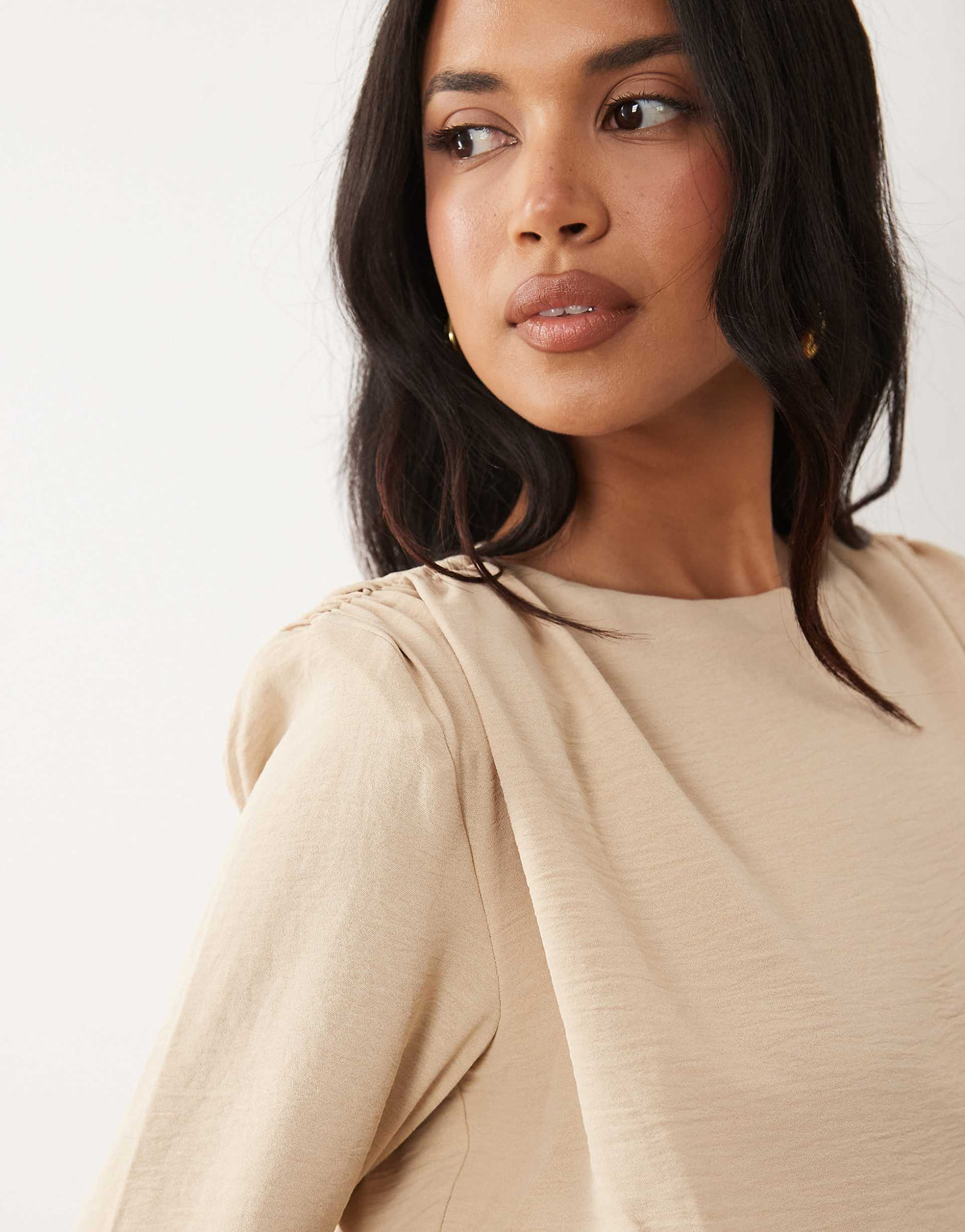 ASOS DESIGN batwing sleeves maxi dress in stone