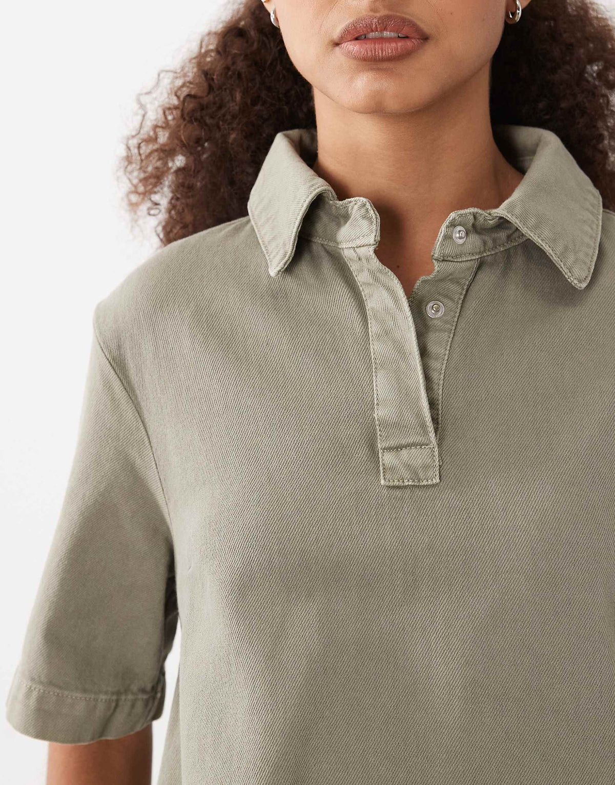 ASOS DESIGN denim swing polo shirt dress in khaki