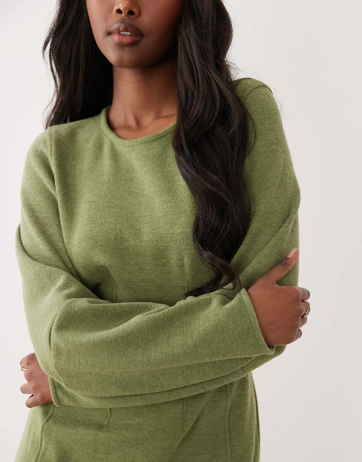 ASOS DESIGN supersoft seamed detailing cocoon sleeve mini dress in dark green