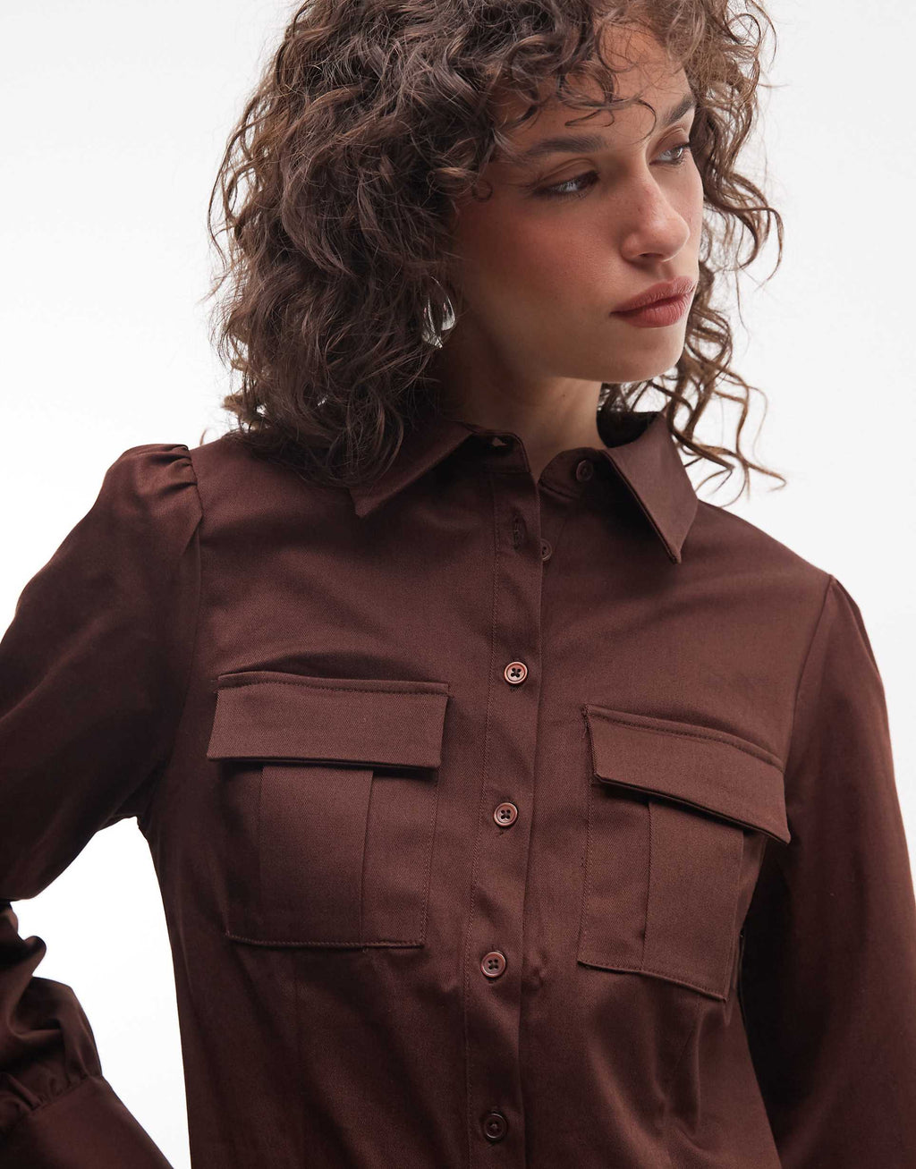 Reclaimed Vintage cotton twill utility mini shirt dress in beige
