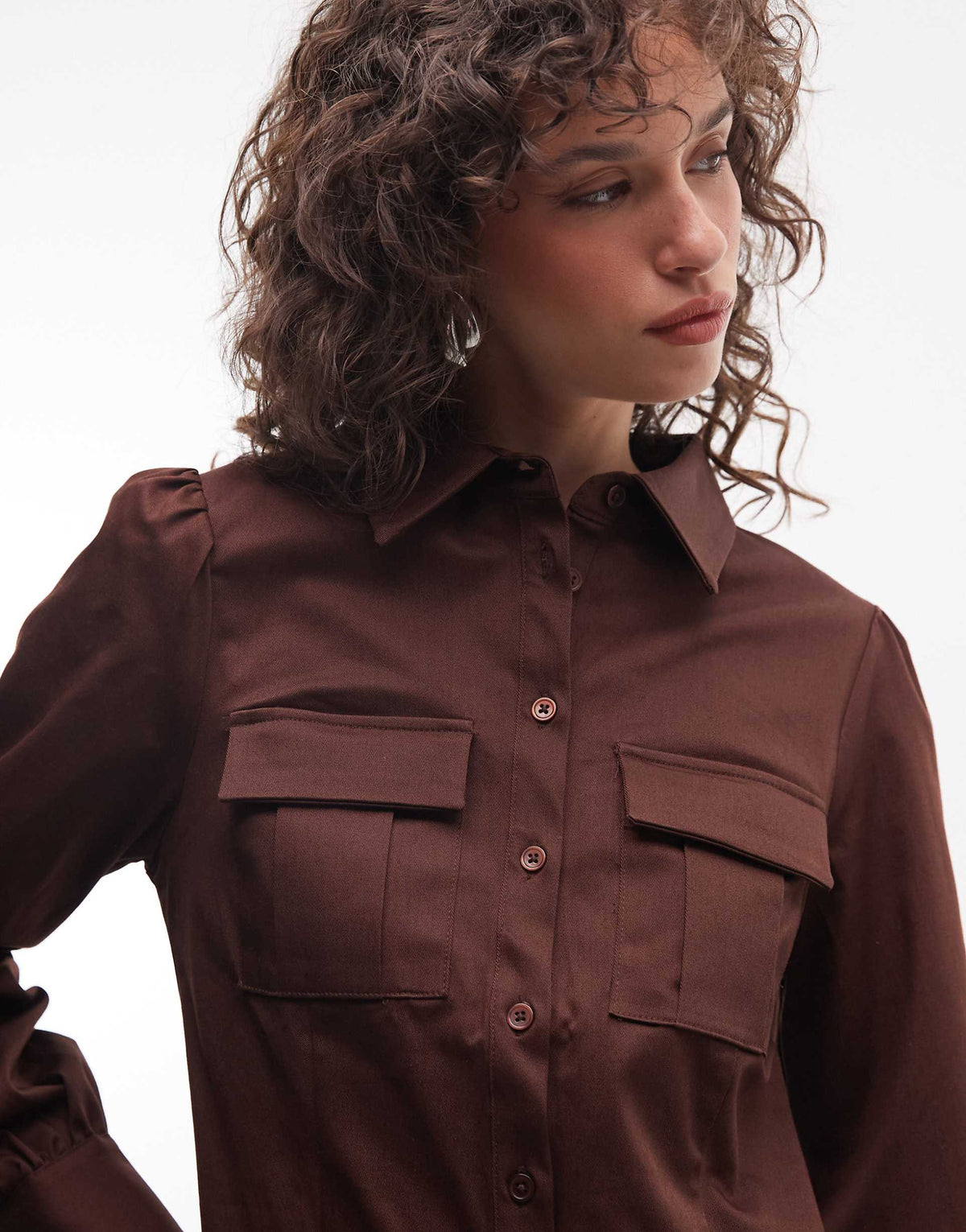 Reclaimed Vintage cotton twill utility mini shirt dress in beige