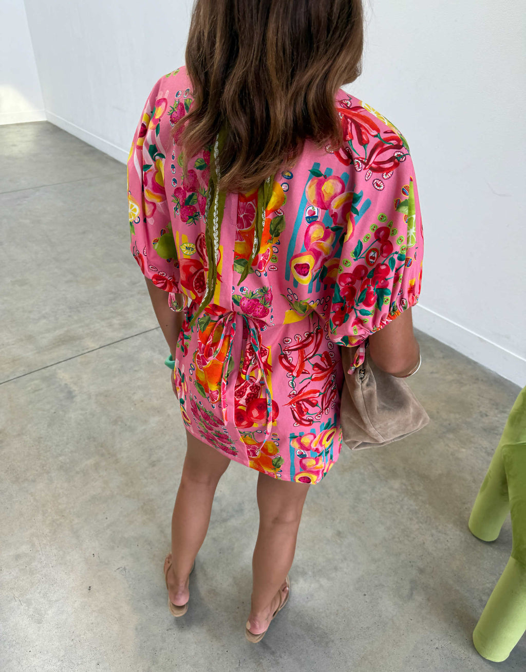 Never Fully Dressed short sleeve a line mini dress in fruit print