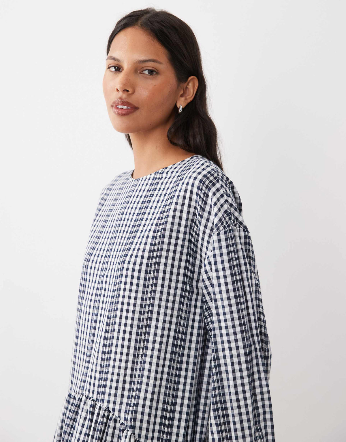 ASOS DESIGN crew neck arched waist smock maxi dress in gingham