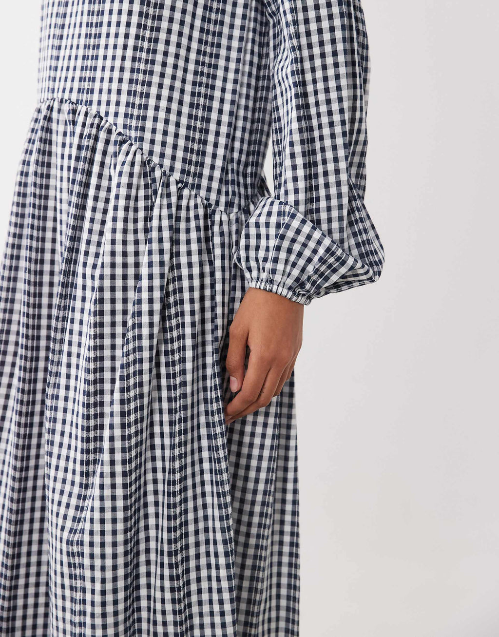 ASOS DESIGN crew neck arched waist smock maxi dress in gingham