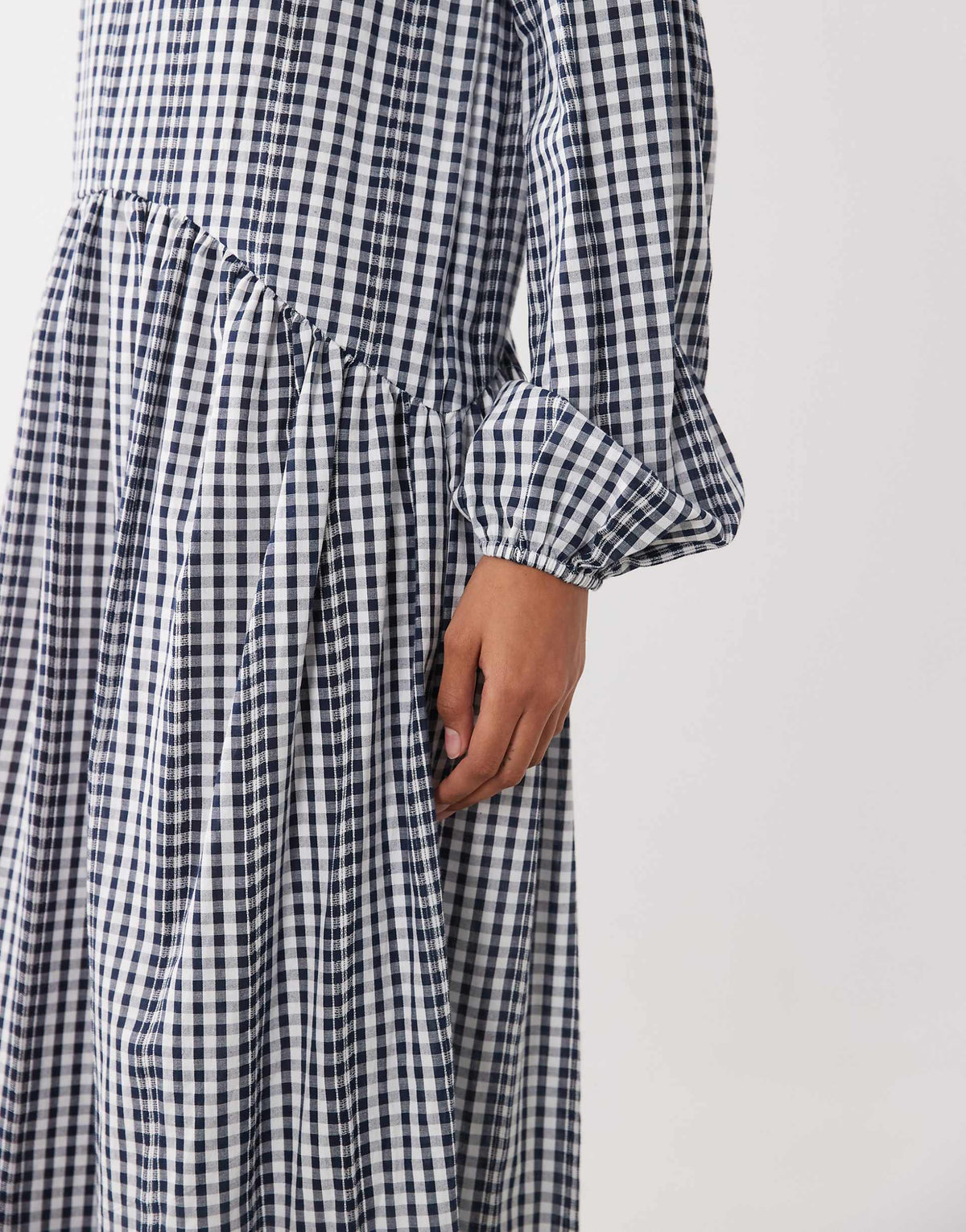 ASOS DESIGN crew neck arched waist smock maxi dress in gingham