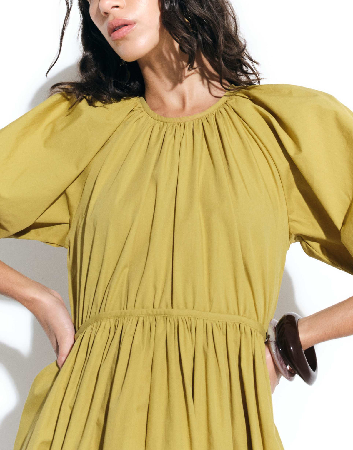 ASOS DESIGN poplin smock mini dress with channel detailing in tan