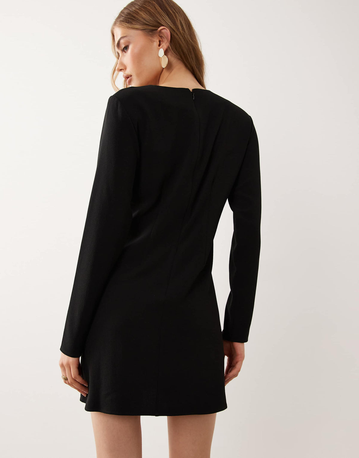 ASOS DESIGN nipped in waist long sleeve mini dress in black