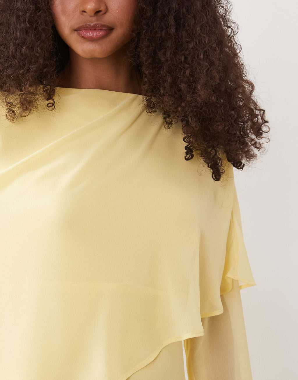 ASOS DESIGN cape detail long sleeve maxi dress in soft yellow