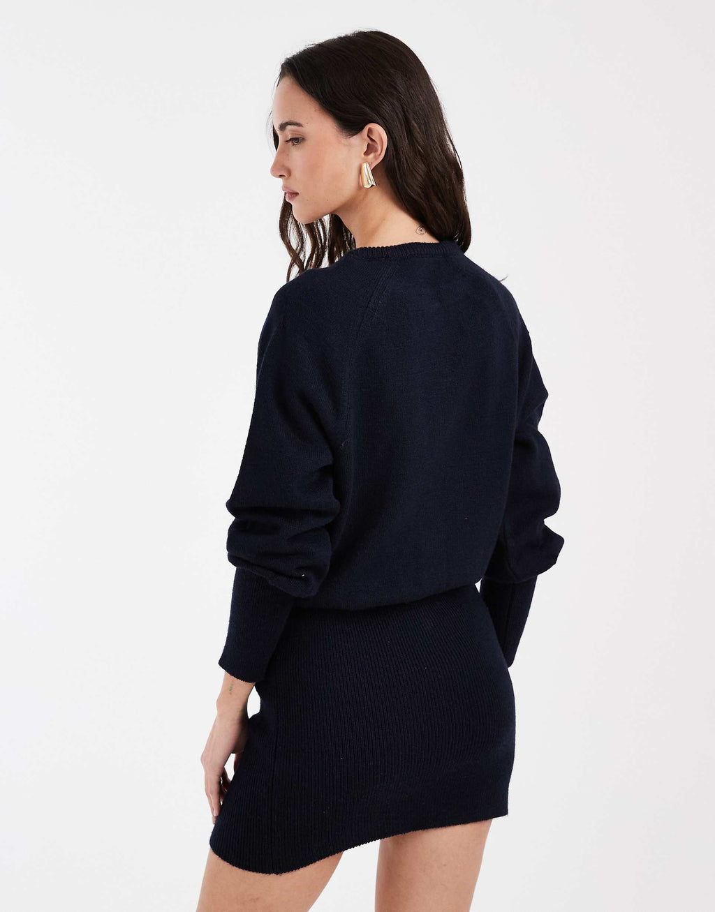 ASOS DESIGN knit cinched mini dress in navy
