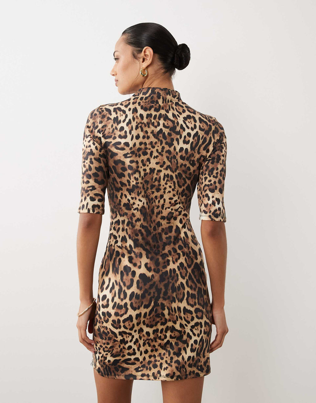 ASOS DESIGN short sleeve mini dress in leopard print