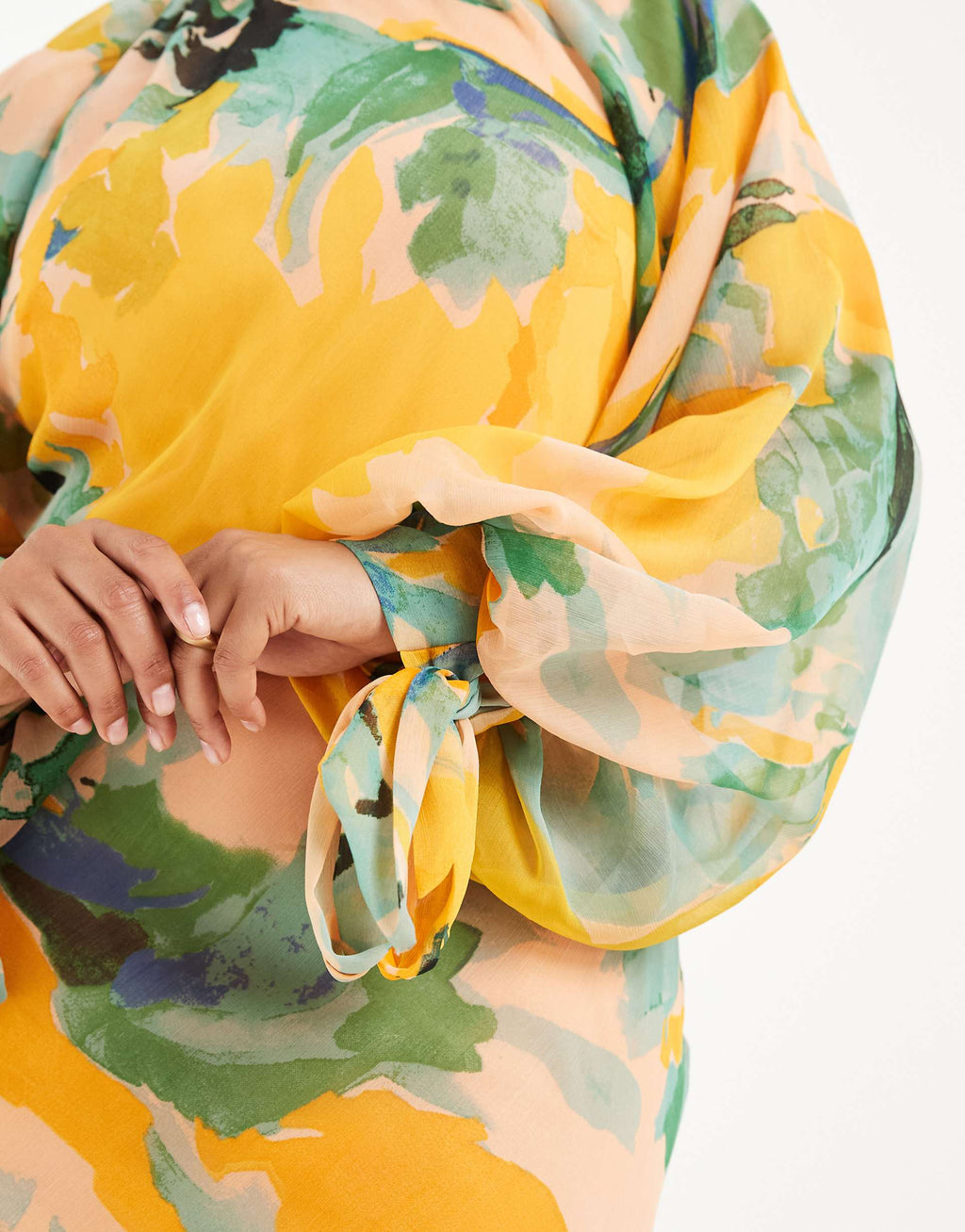 ASOS DESIGN Curve high neck maxi dress with godet hem in green floral print