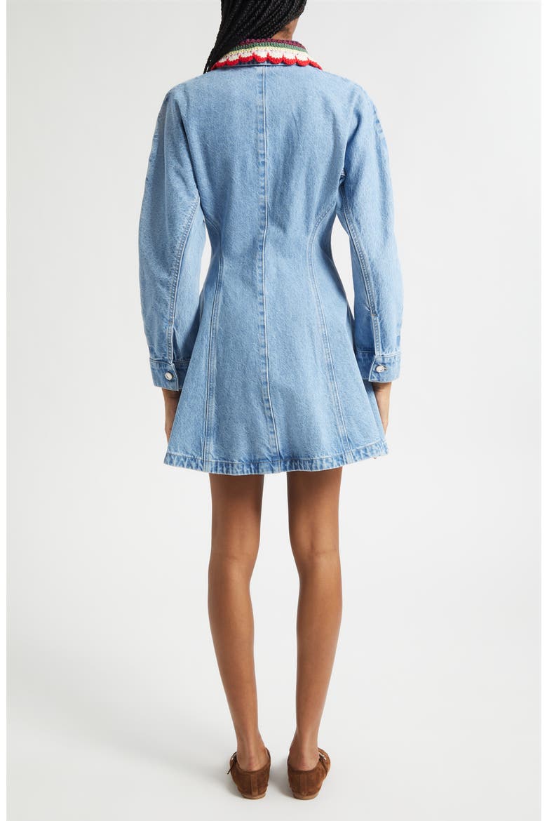 Collared Long Sleeve Denim Minidress