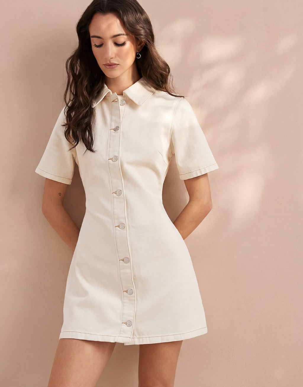 ASOS DESIGN shirt dress in ecru
