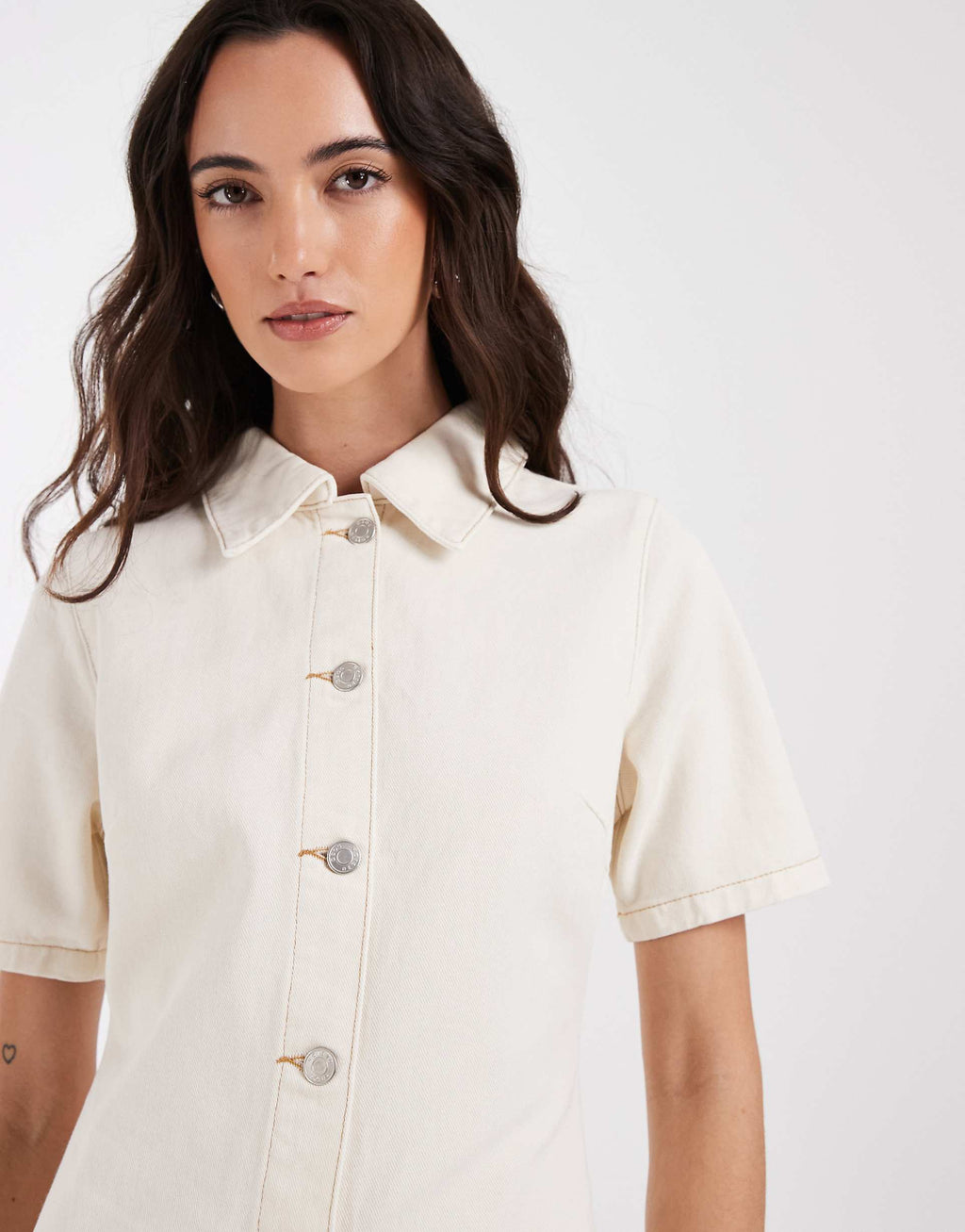 ASOS DESIGN shirt dress in ecru