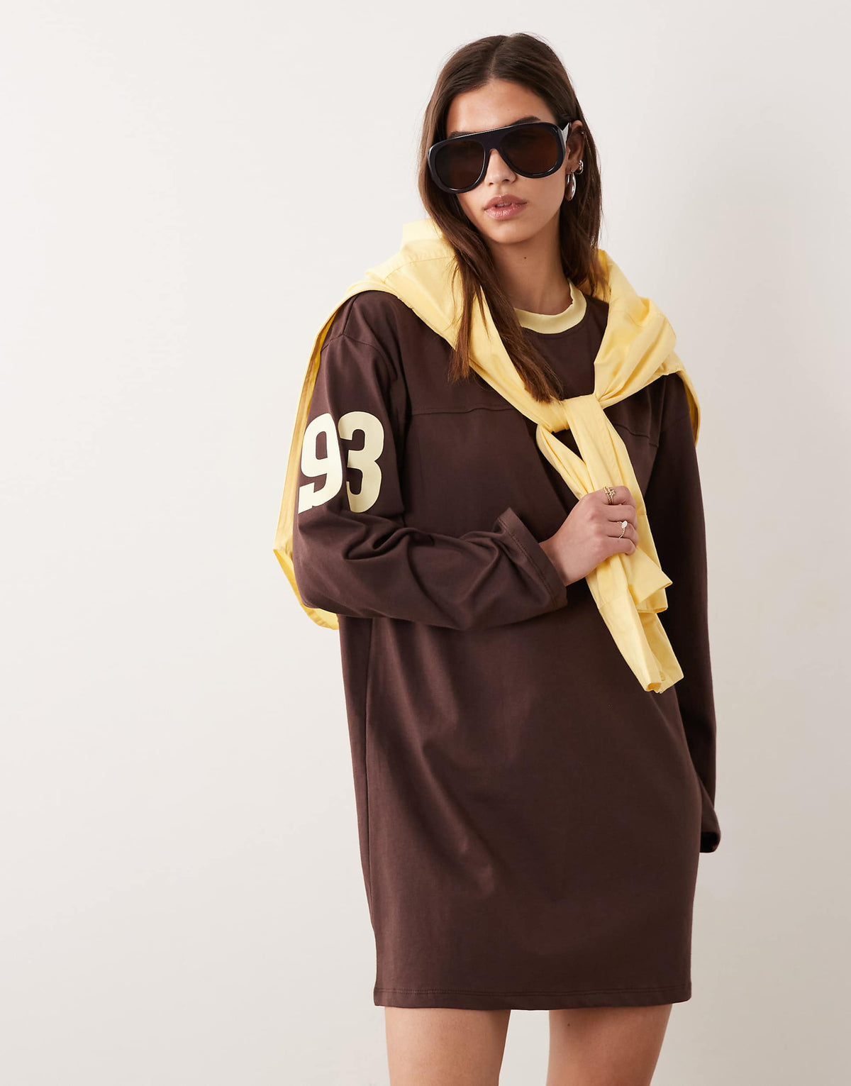 ASOS DESIGN long sleeve oversized mini dress with 93 graphic print