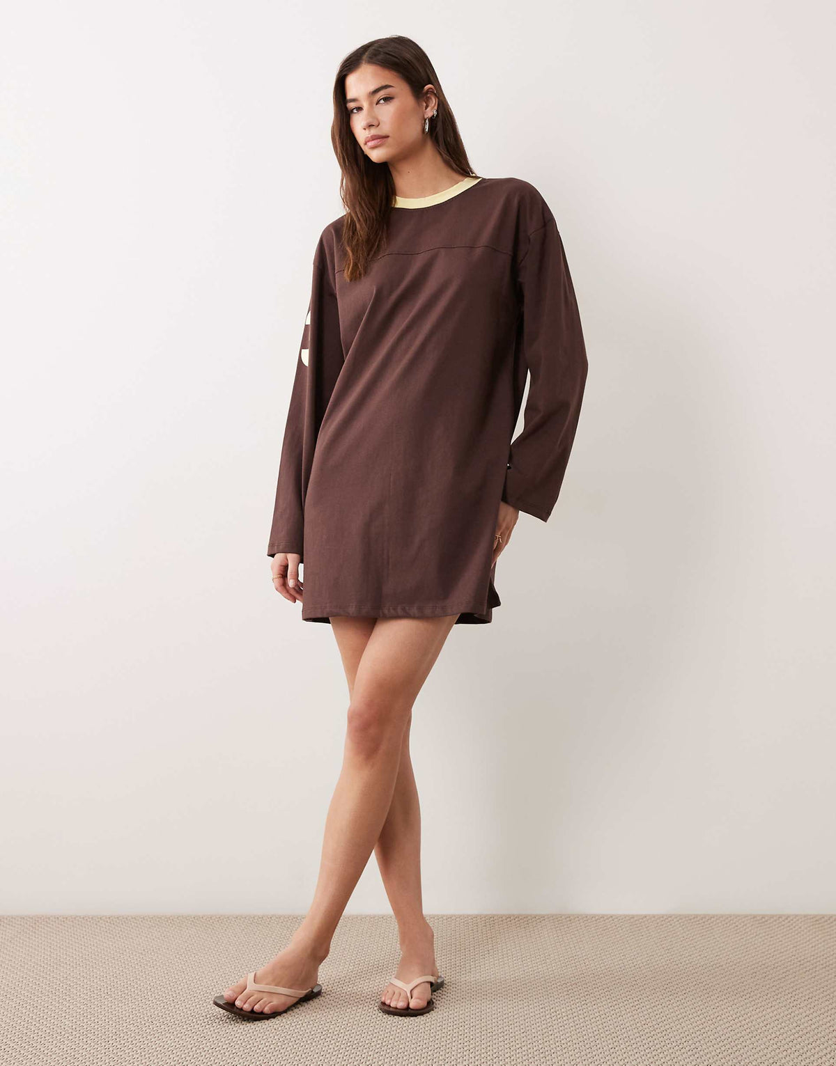 ASOS DESIGN long sleeve oversized mini dress with 93 graphic print