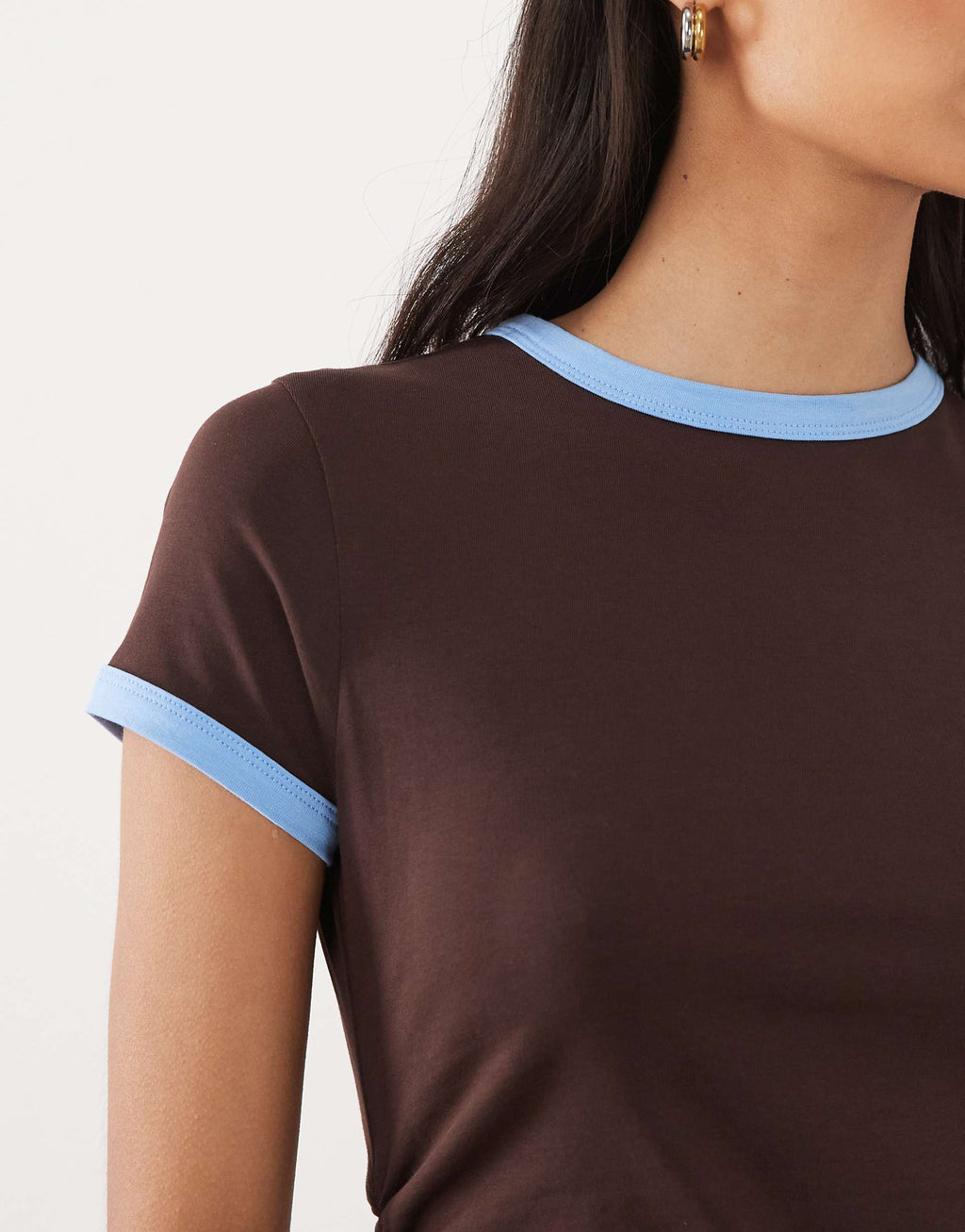 ASOS DESIGN ringer detailing midi t-shirt dress in chocolate
