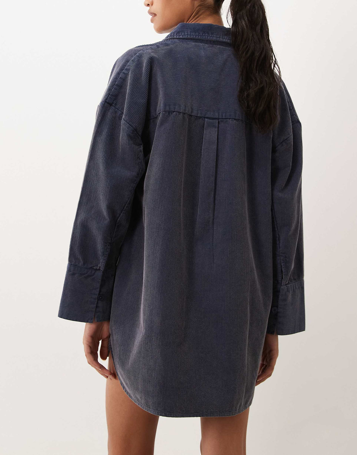 ASOS DESIGN oversized cord shirt mini dress in washed denim blue