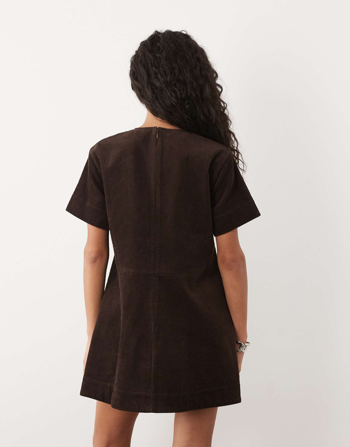 ASOS DESIGN mini cord T-shirt dress in brown