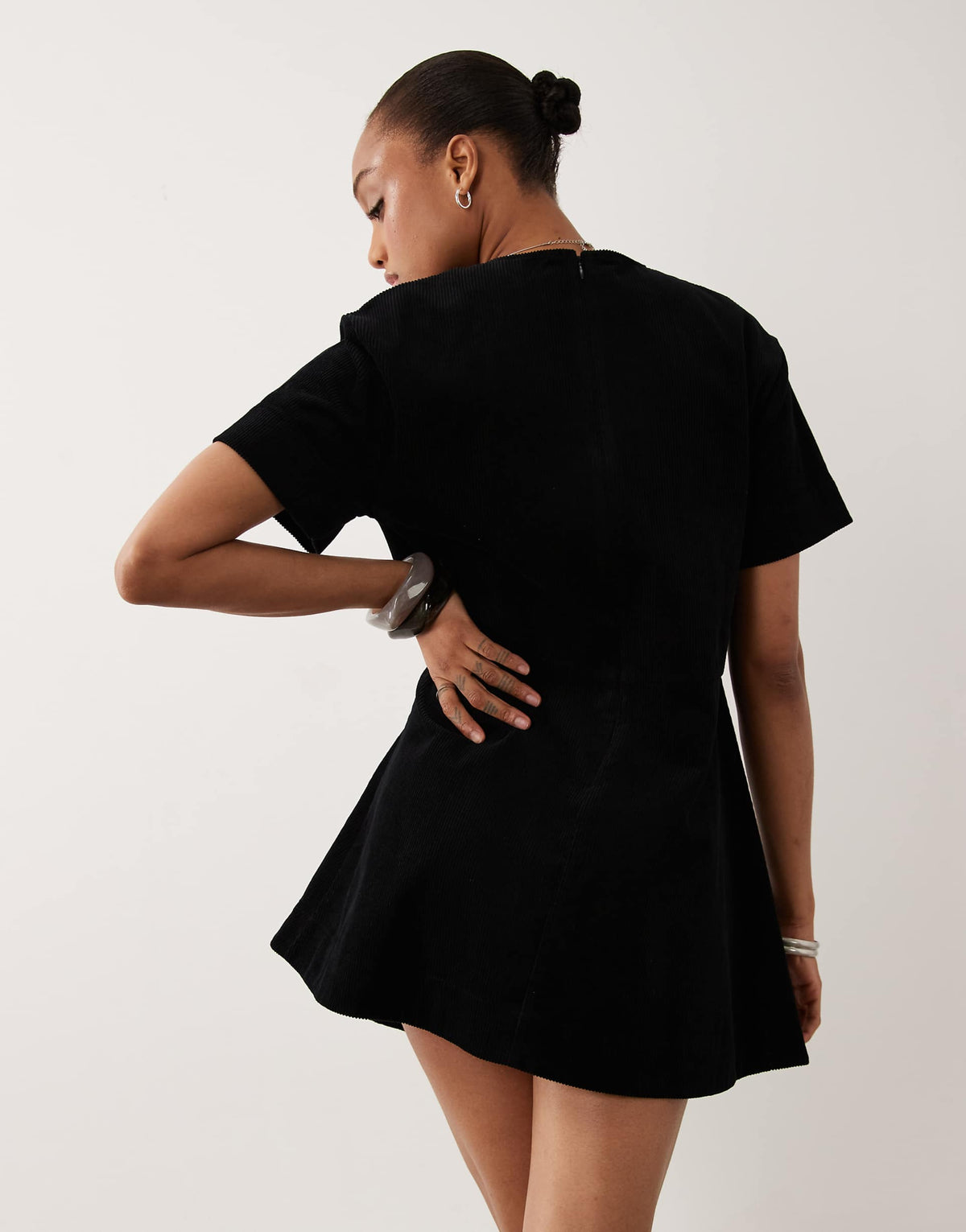 ASOS DESIGN Tall mini cord T-shirt dress in black