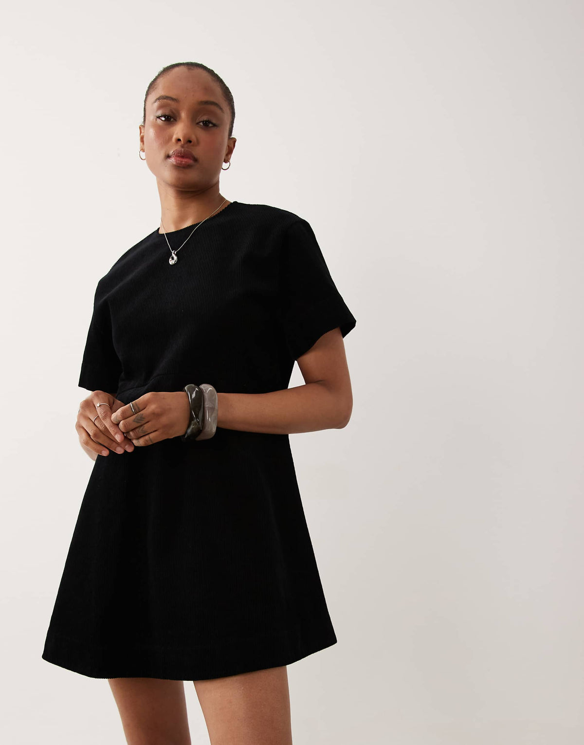 ASOS DESIGN Tall mini cord T-shirt dress in black