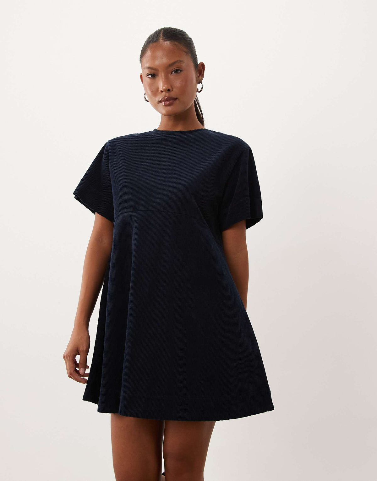 ASOS DESIGN Petite corduroy t-shirt mini dress in navy