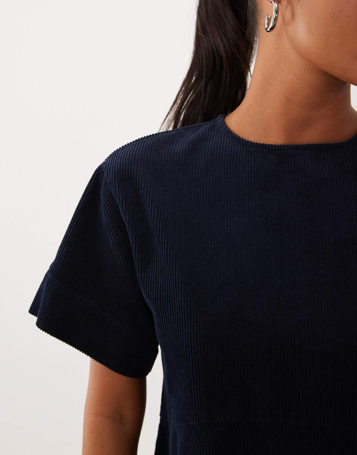 ASOS DESIGN Petite corduroy t-shirt mini dress in navy