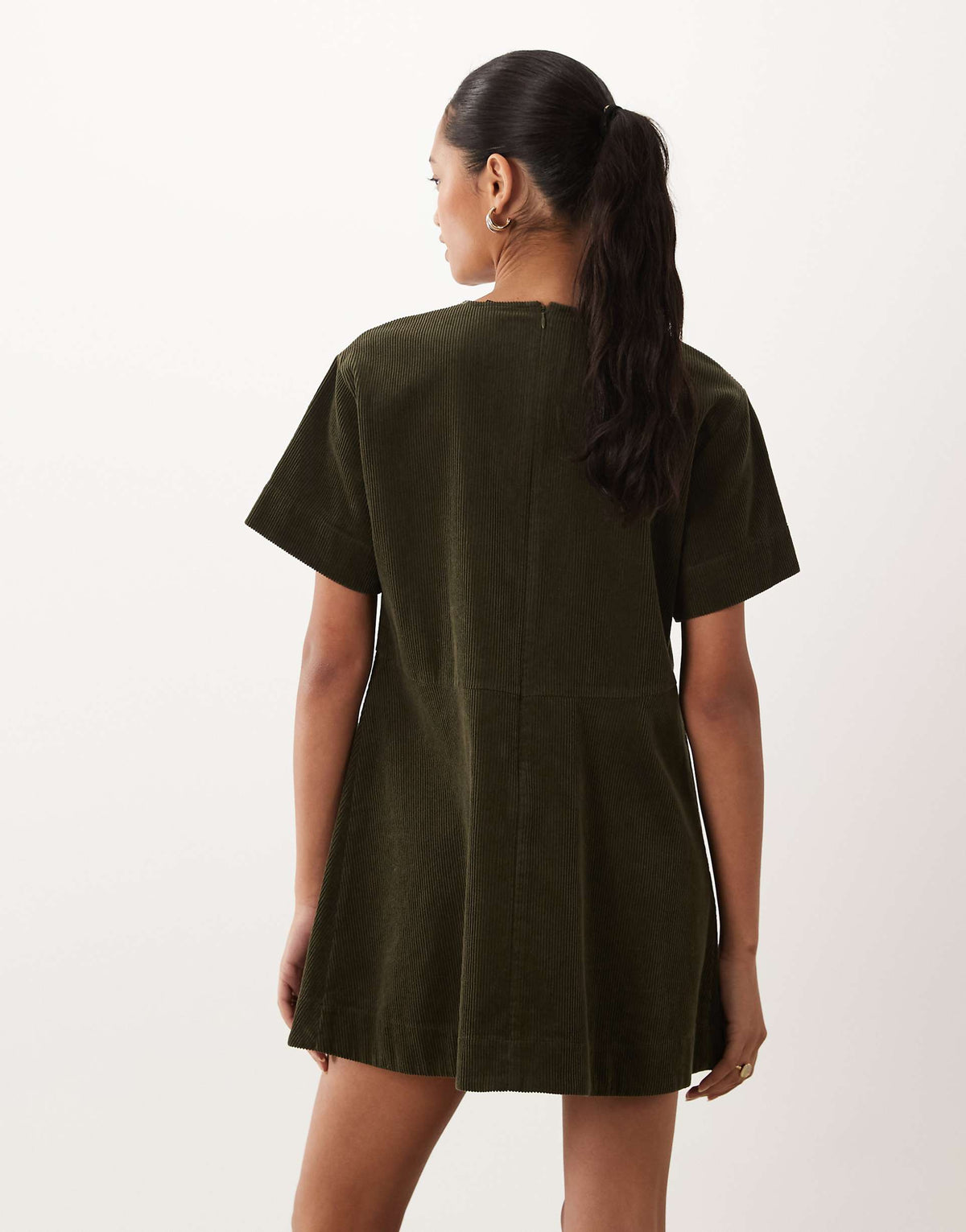 ASOS DESIGN corduroy t-shirt mini dress in green