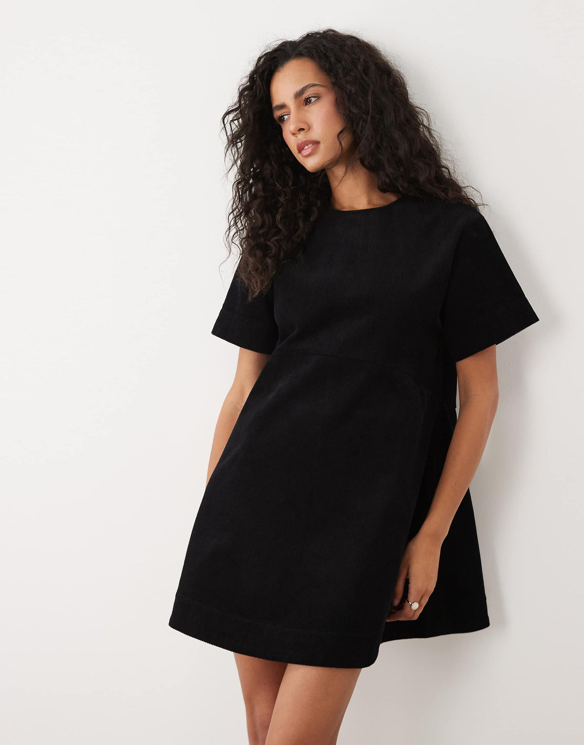 ASOS DESIGN mini cord T-shirt dress in black
