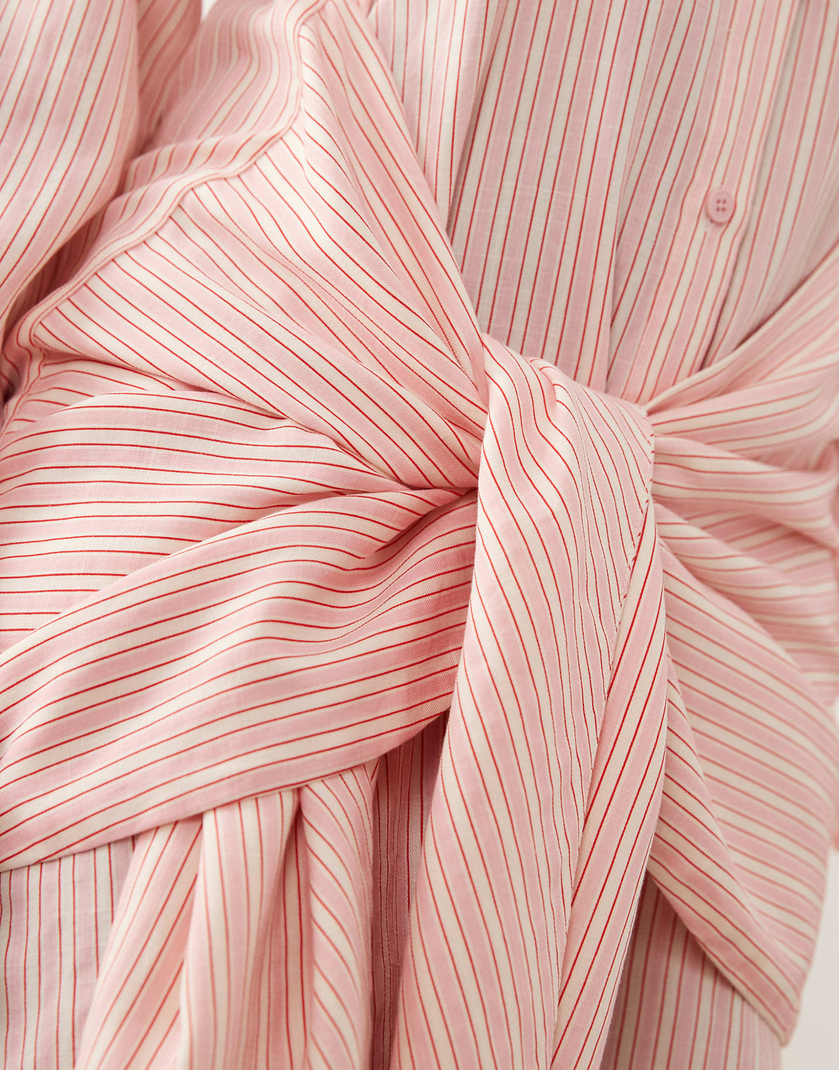 Missy Empire cotton blend tie front detail button up shirt mini dress in pink stripes
