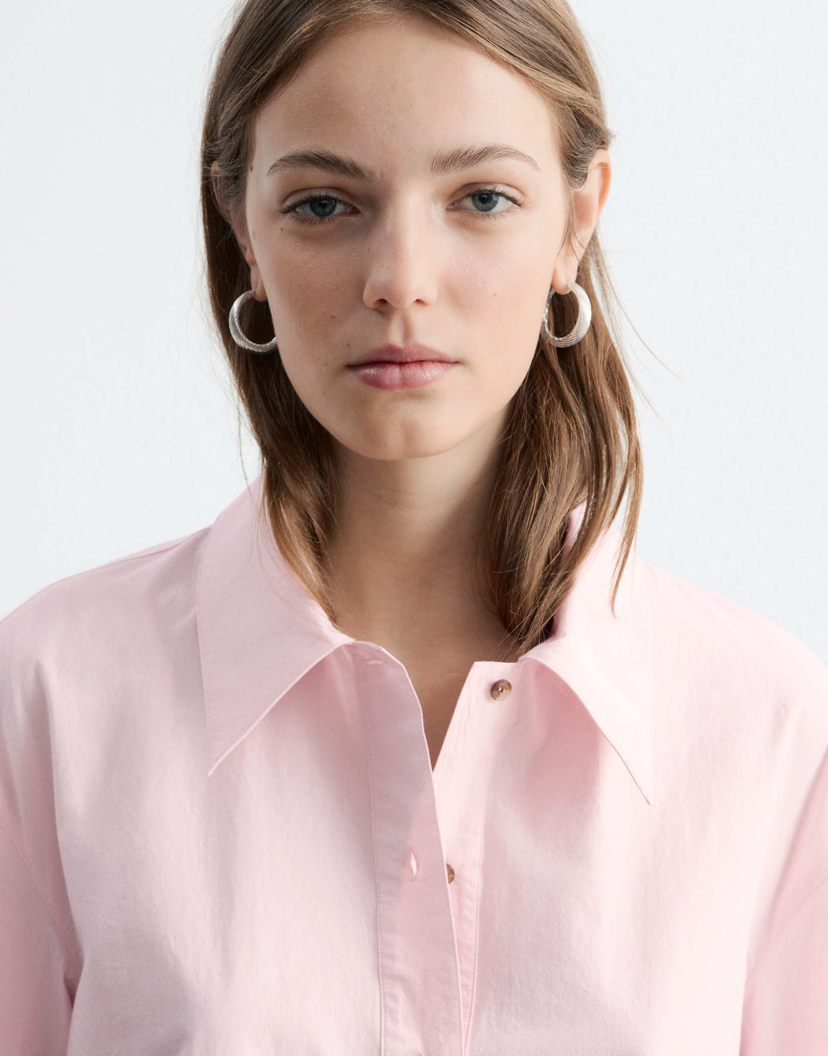 & Other Stories pure cotton poplin polo mini dress in pink