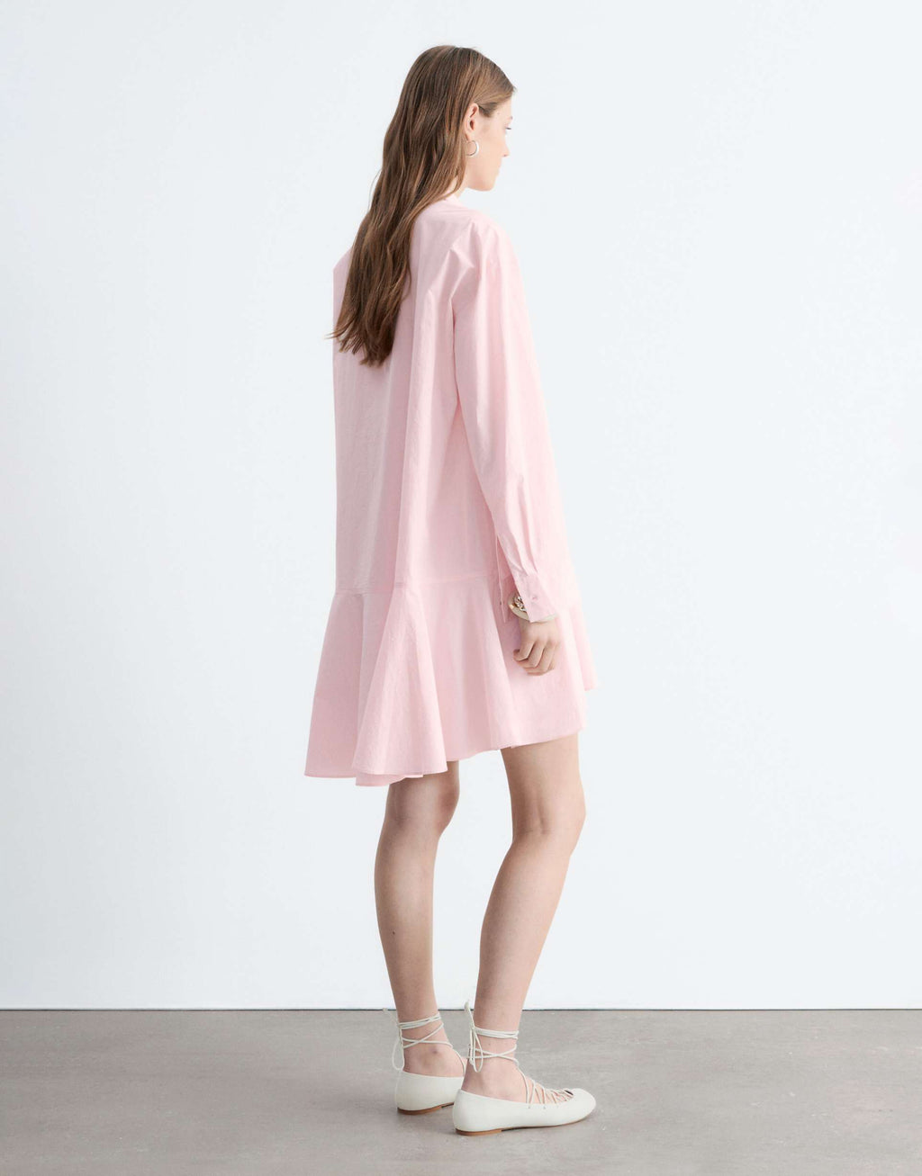 & Other Stories pure cotton poplin polo mini dress in pink