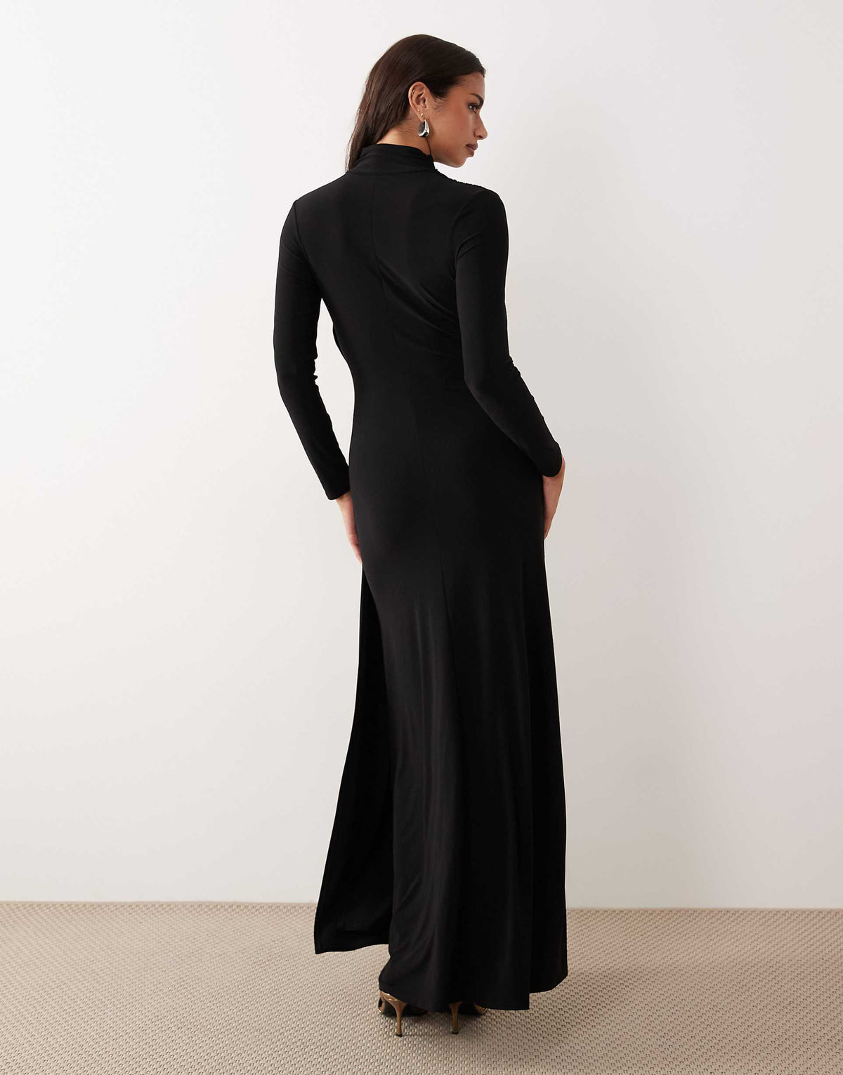 ASOS DESIGN slinky drape maxi dress with trim detail in black