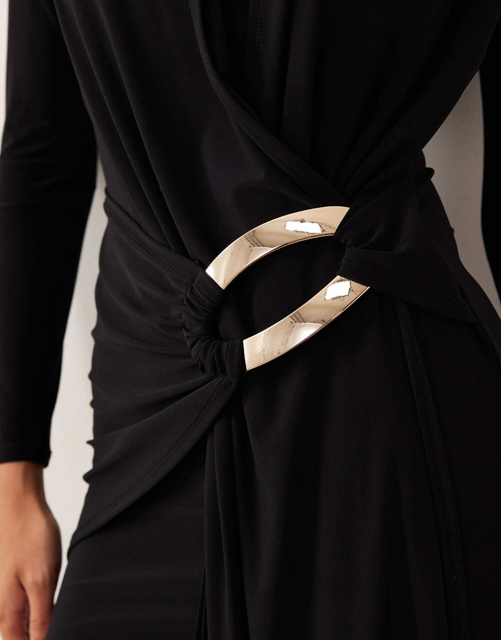 ASOS DESIGN slinky drape maxi dress with trim detail in black