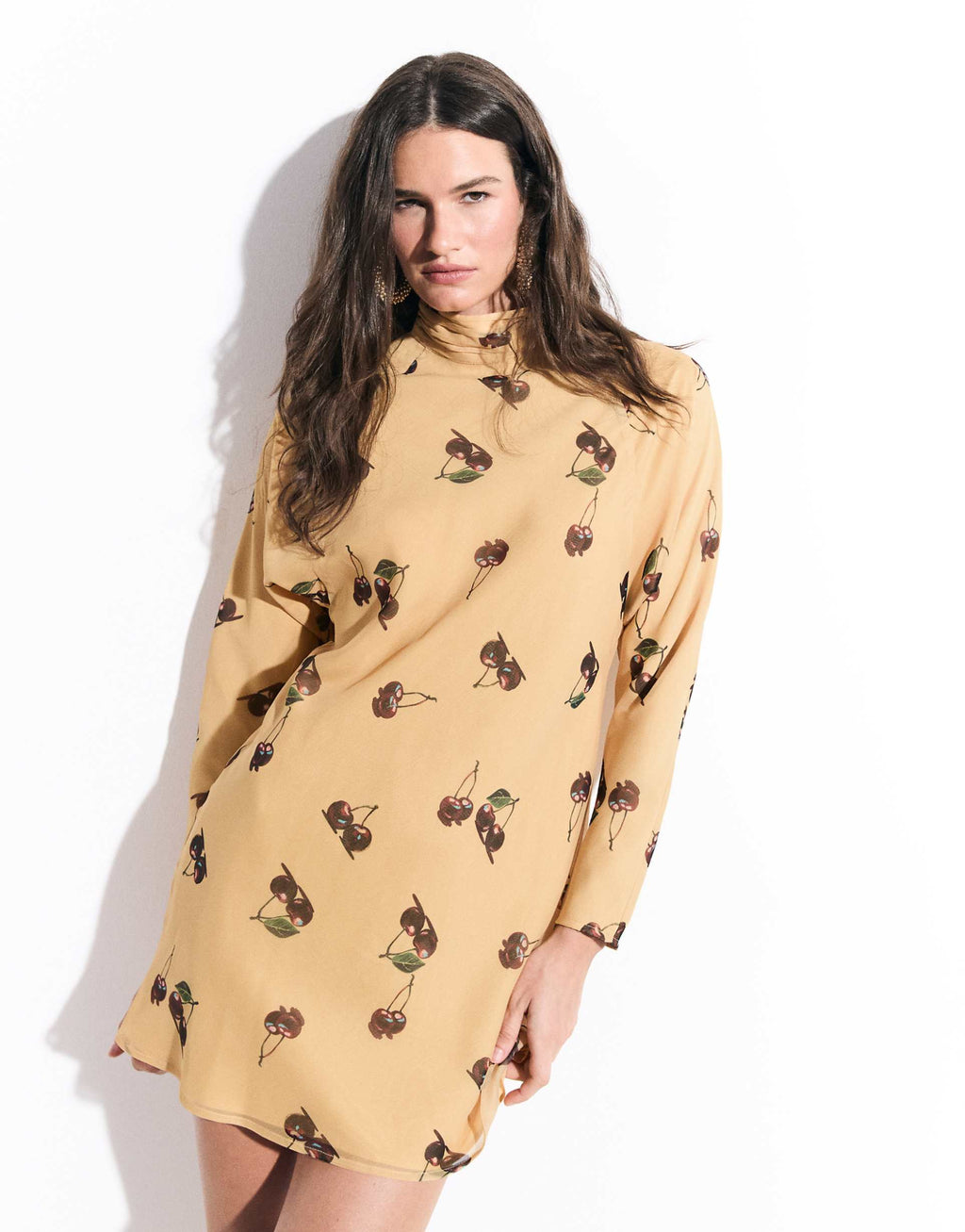 ASOS DESIGN chiffon mini dress with batwing sleeve in cherry print