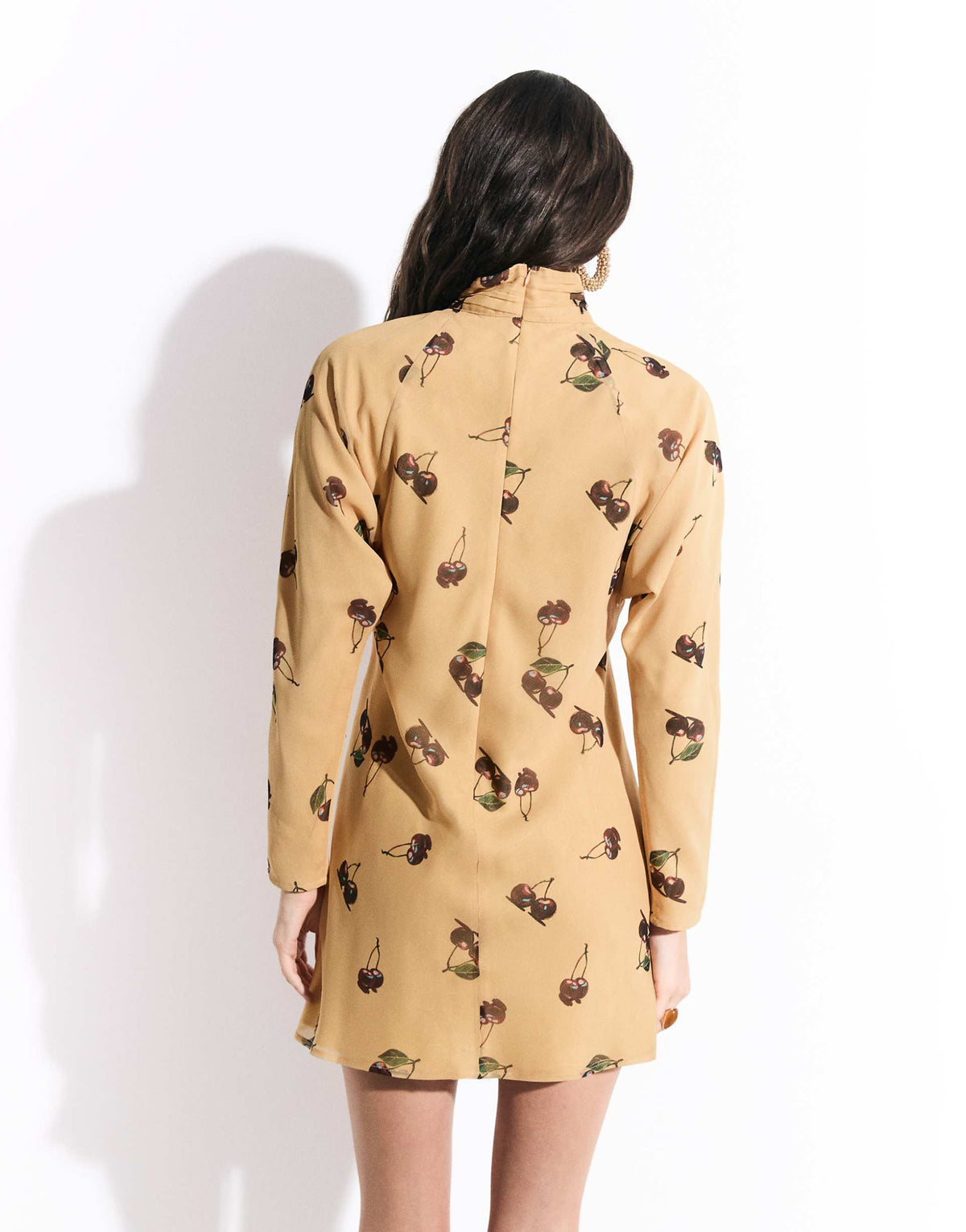 ASOS DESIGN chiffon mini dress with batwing sleeve in cherry print