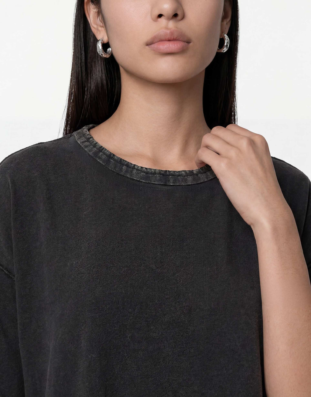 Noisy May dropped hem t-shirt dress with seam detailing in washed black