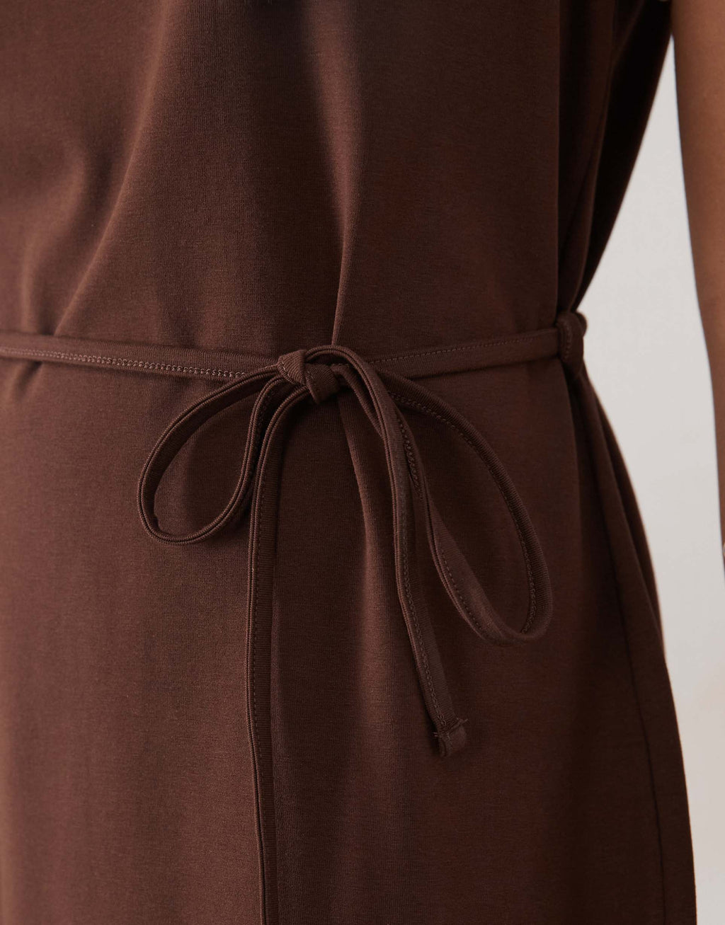 ASOS DESIGN contrast tie detail T-shirt mini dress in blue and choc