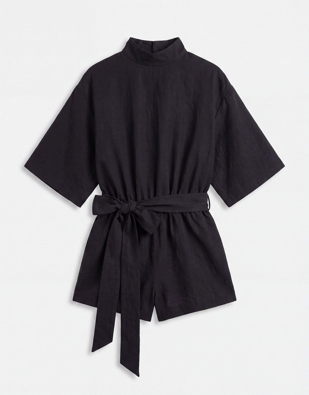 ASOS DESIGN high neck short sleeve techy romper in black