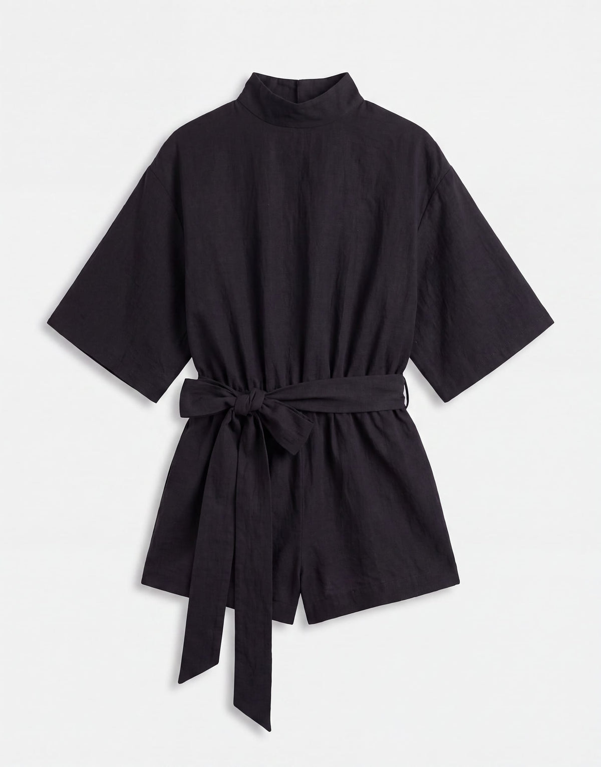 ASOS DESIGN high neck short sleeve techy romper in black